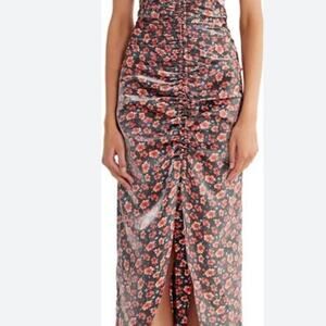 NWT Rumer Reverie Soraya Ruched Maxi Dress Floral Extra Small Revolve $269 Black